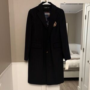 Lauren Ralph Lauren Black Pea Coat with Crest